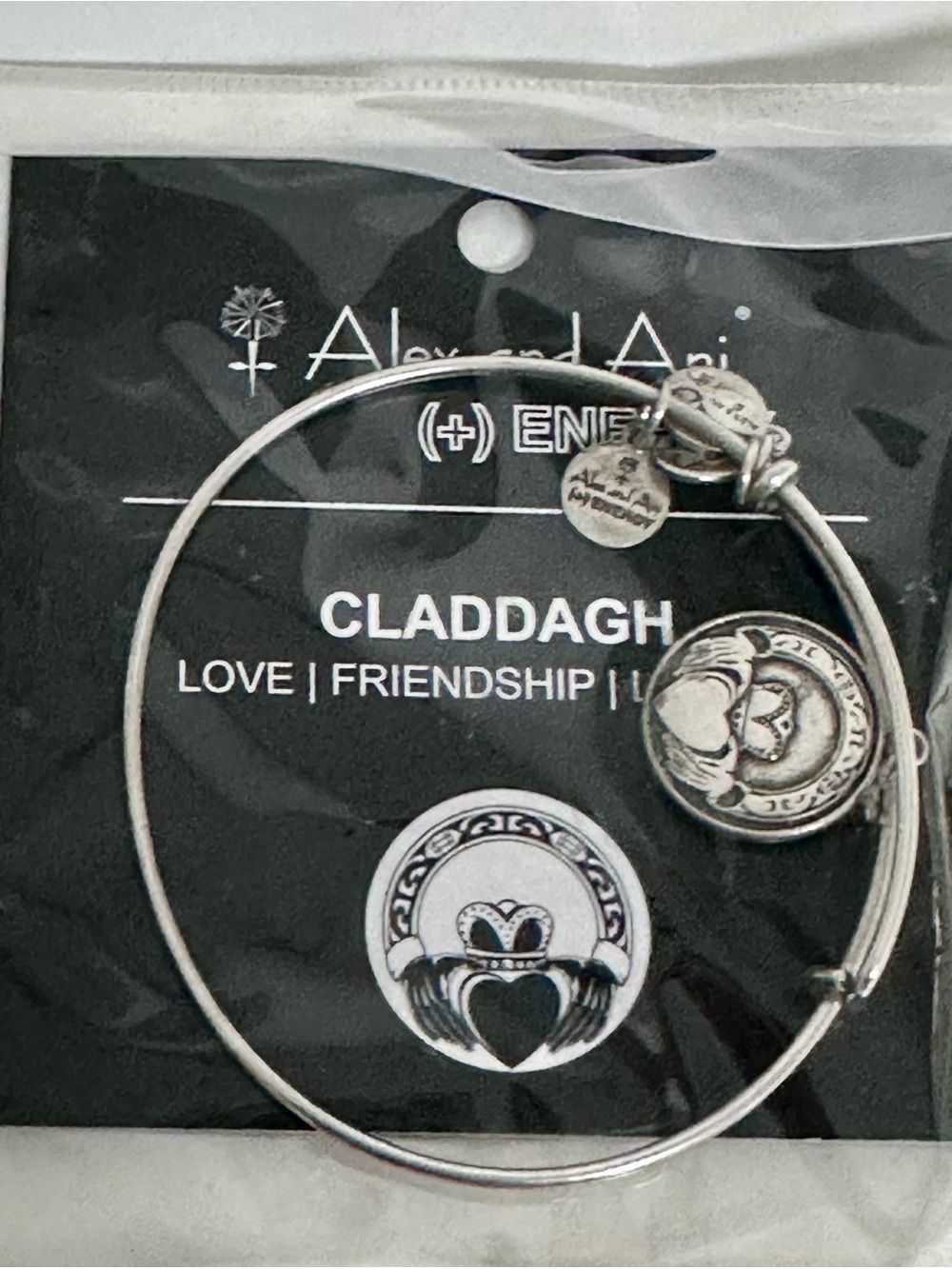 Alex and Ani Silver Claddagh Charm Bangle Bracelet